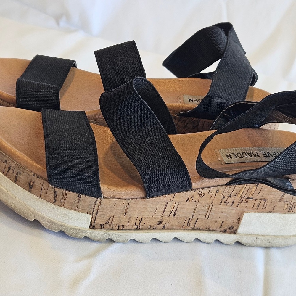 Steve Madden Bandi Elastic‎ Cork Flatform Sandals